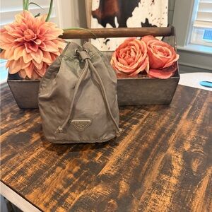 Prada Silver/Gray Accessory Drawstring Pouch
